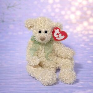 Marigold Ty Attic Treasures Plush Cream Bear with Green Bow
